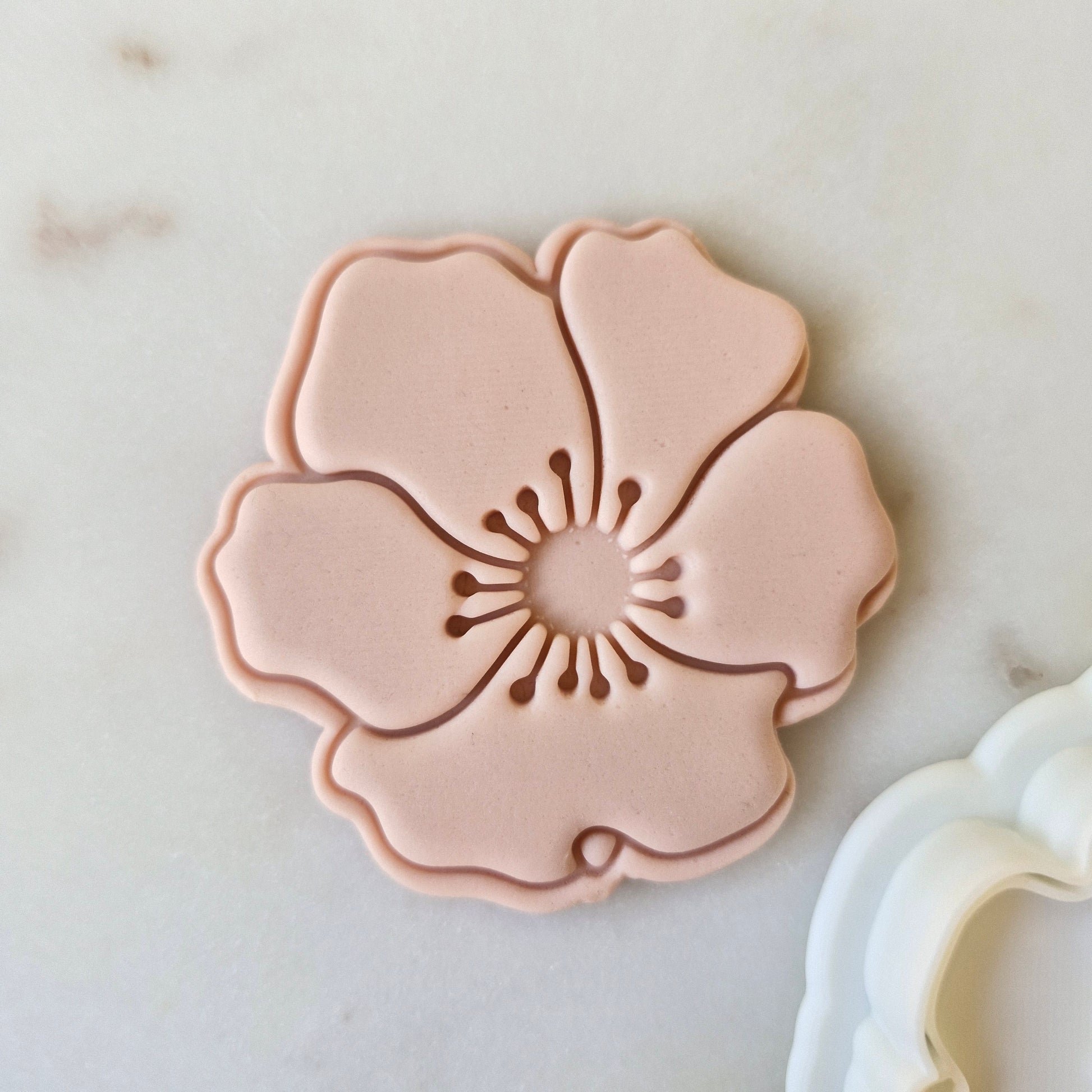 Poppy Cookie Cutter and Emboss Stamp  zoomed in