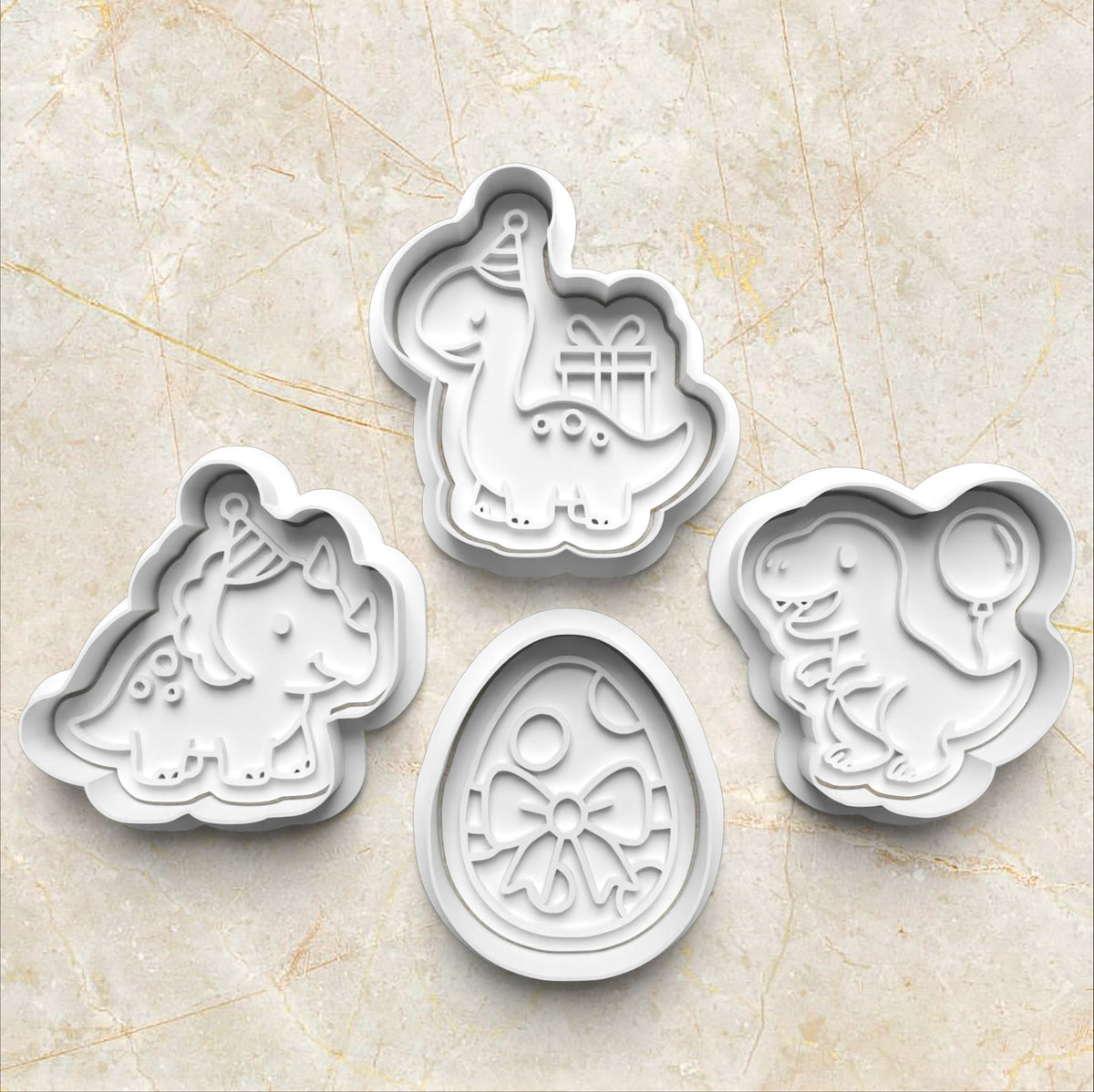Birthday Dinosaurs Cookie Cutter and Stamp