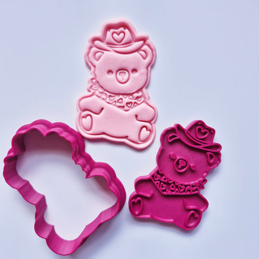 Cowboy Teddy Bear Cookie Cutter and Stamp