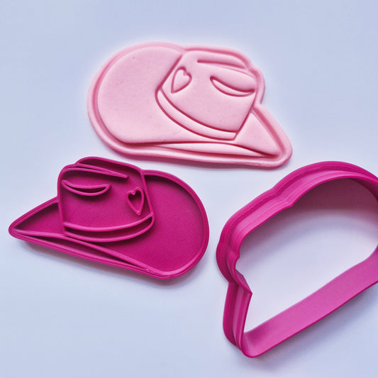 Cowgirl Hat with Love Heart Cookie Cutter and Stamp