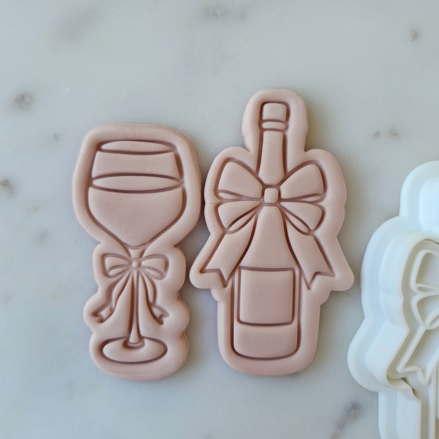 Champagne Bottle and Glass with Bow Cookie Cutter and Stamp Set