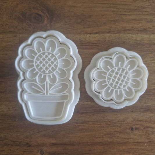 Sale Sunflower Set Cookie Cutter and Stamp