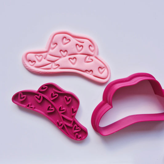 Cowgirl Hat with Love Hearts Cookie Cutter and Stamp