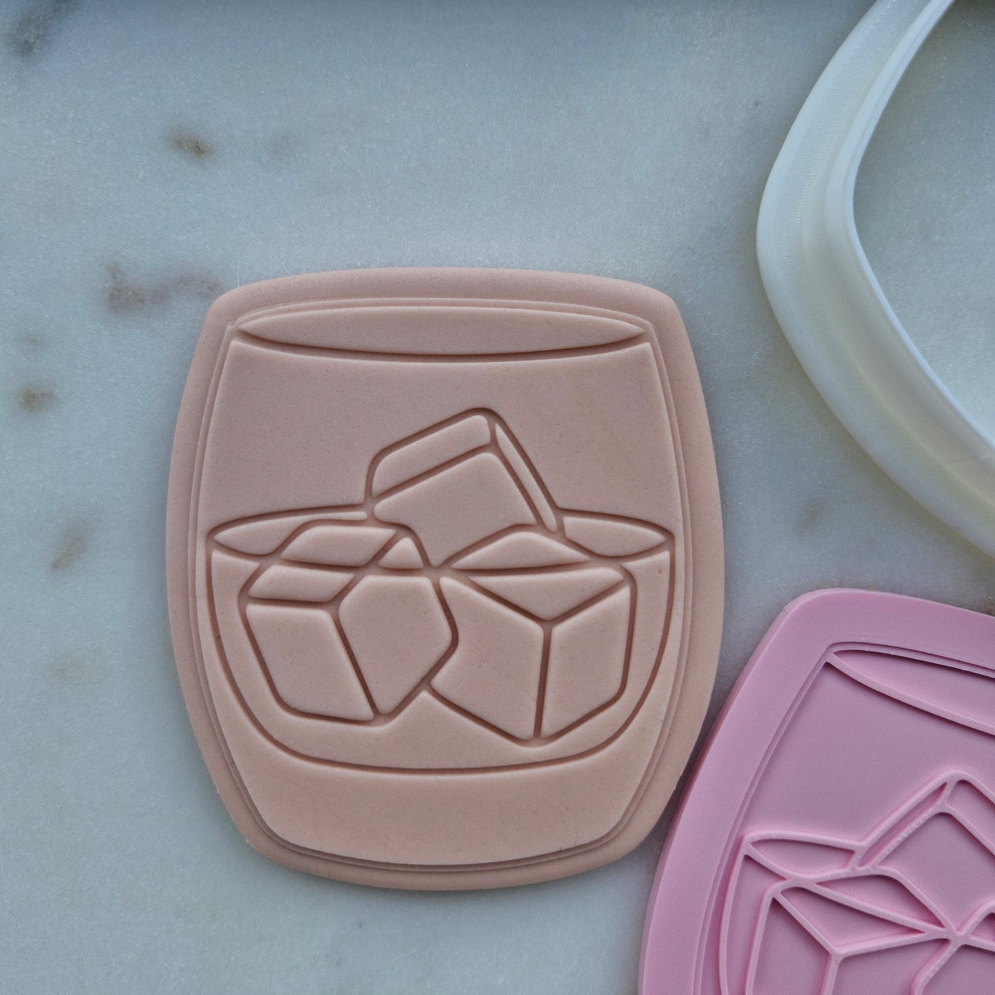Glass with Ice Cubes Cookie Cutter and Stamp
