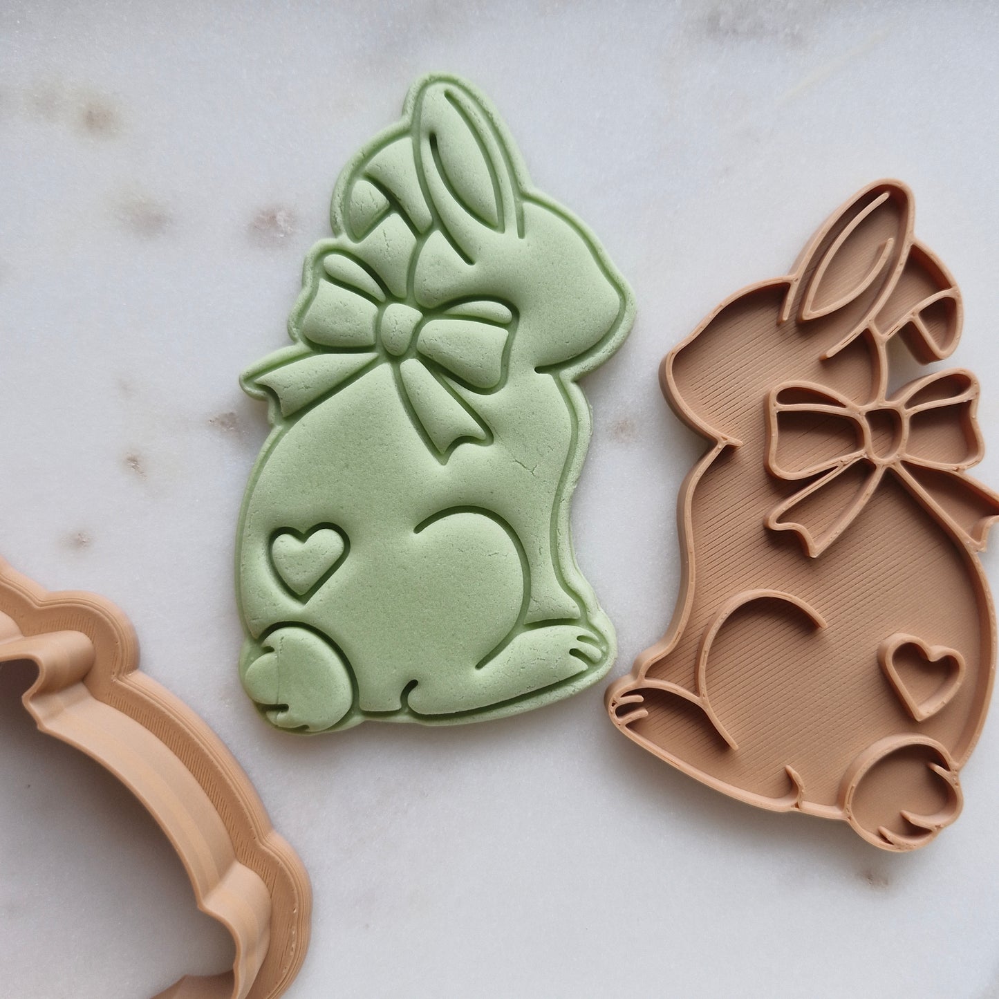 Bunny with Bow and Heart, Cookie Cutter and Stamp