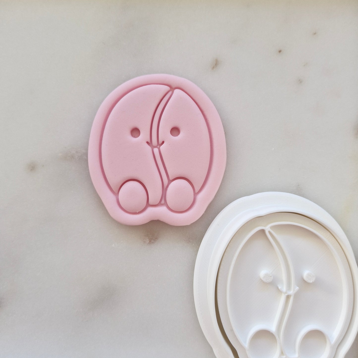 Coffee Bean Plush Cookie Cutter and Stamp zoomed out