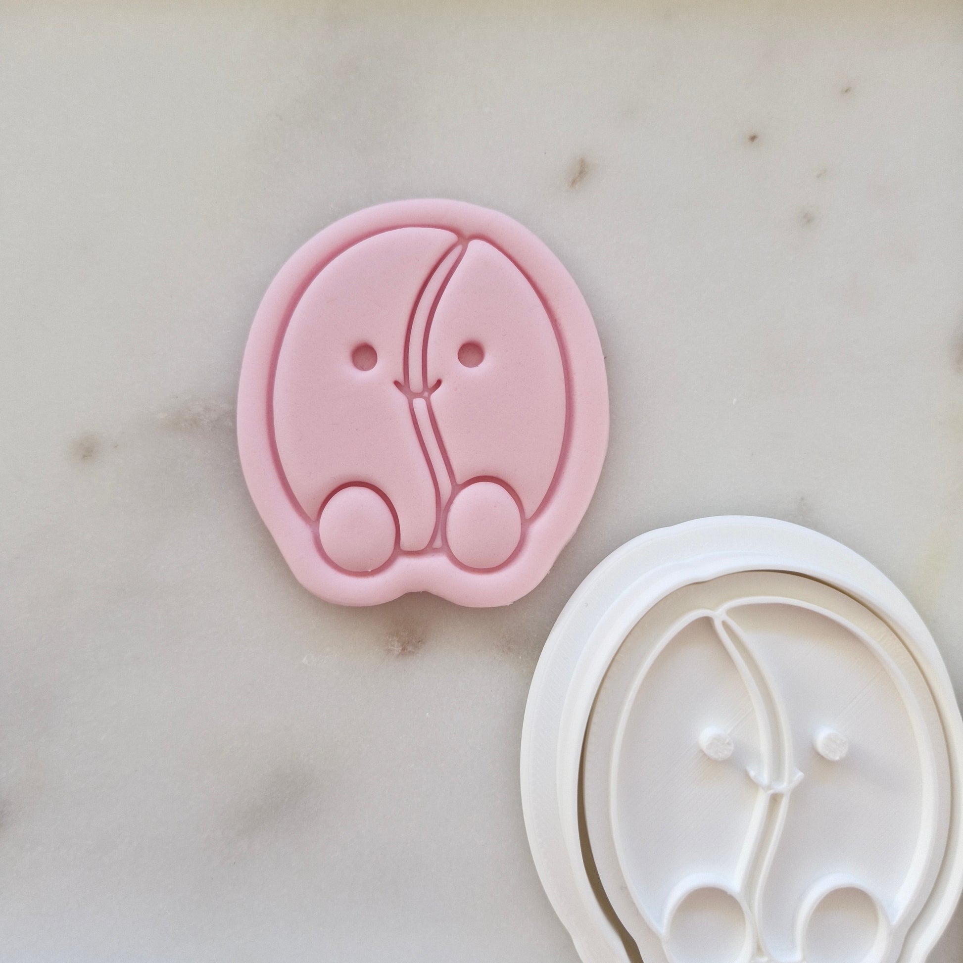 Coffee Bean Plush Cookie Cutter and Stamp zoomed out