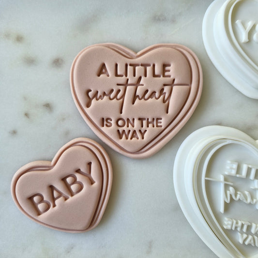 A Little Sweet Heart Is On The Way Set Cookie Cutter and Stamp
