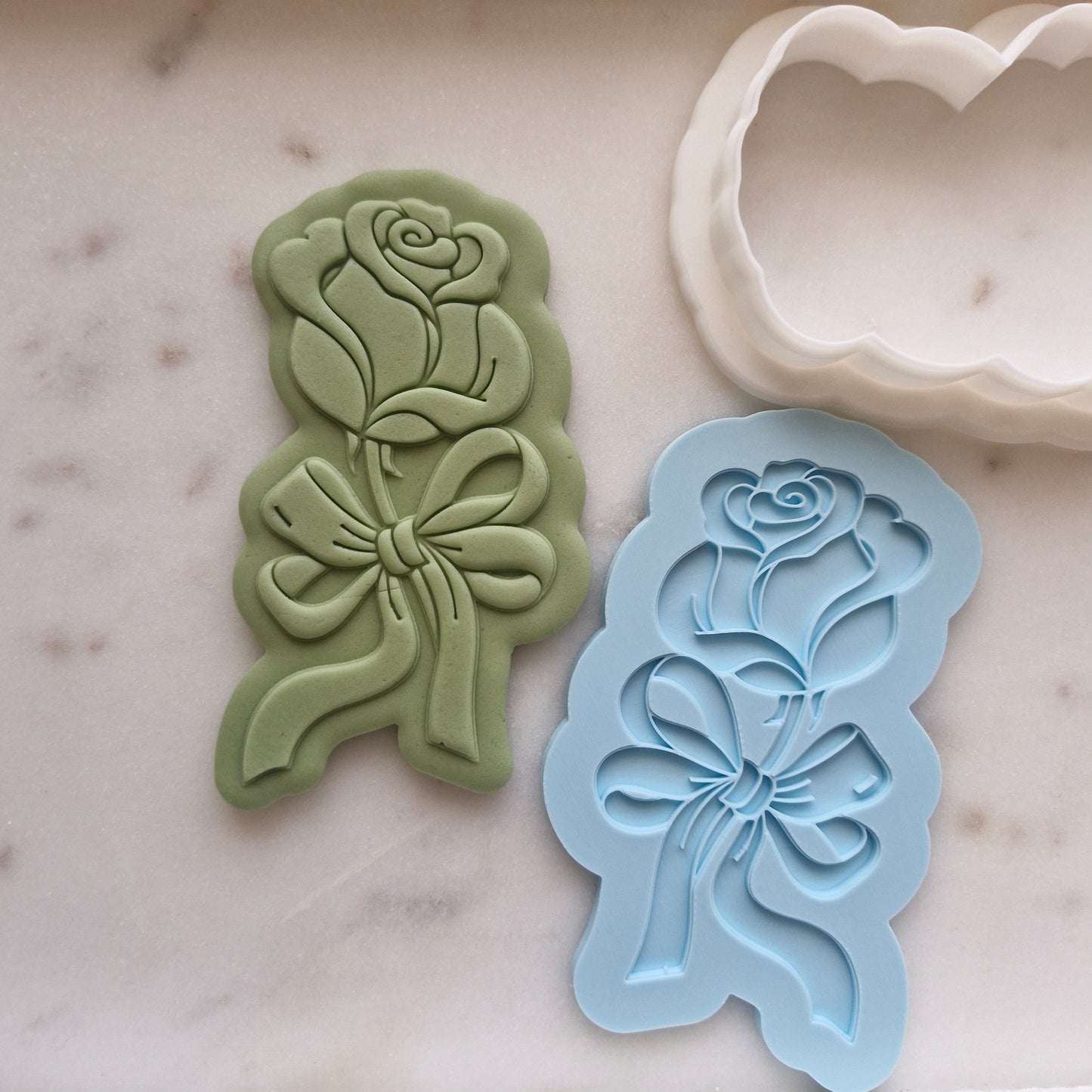Rose with Bow, Cookie Cutter and Stamp