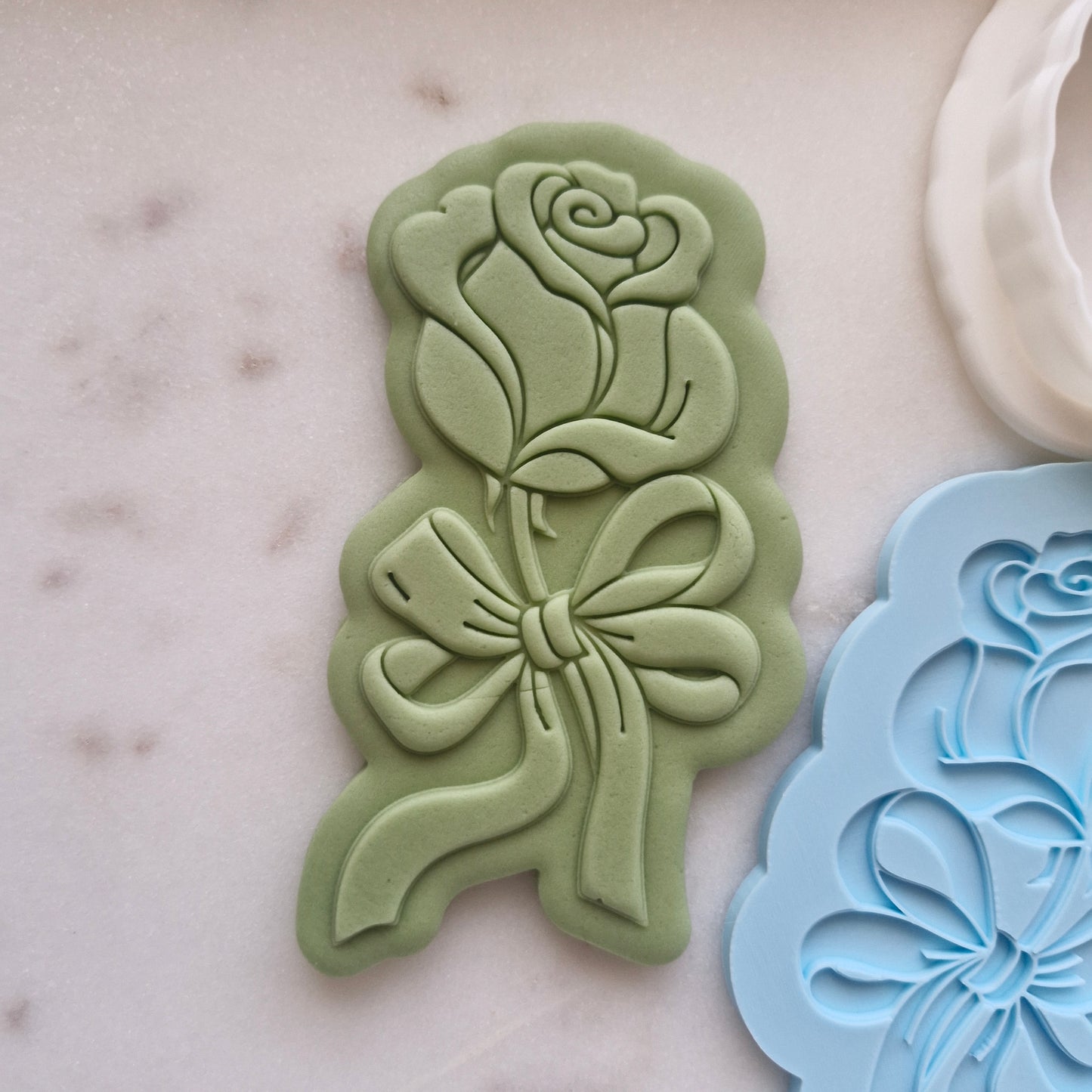 Rose with Bow, Cookie Cutter and Stamp