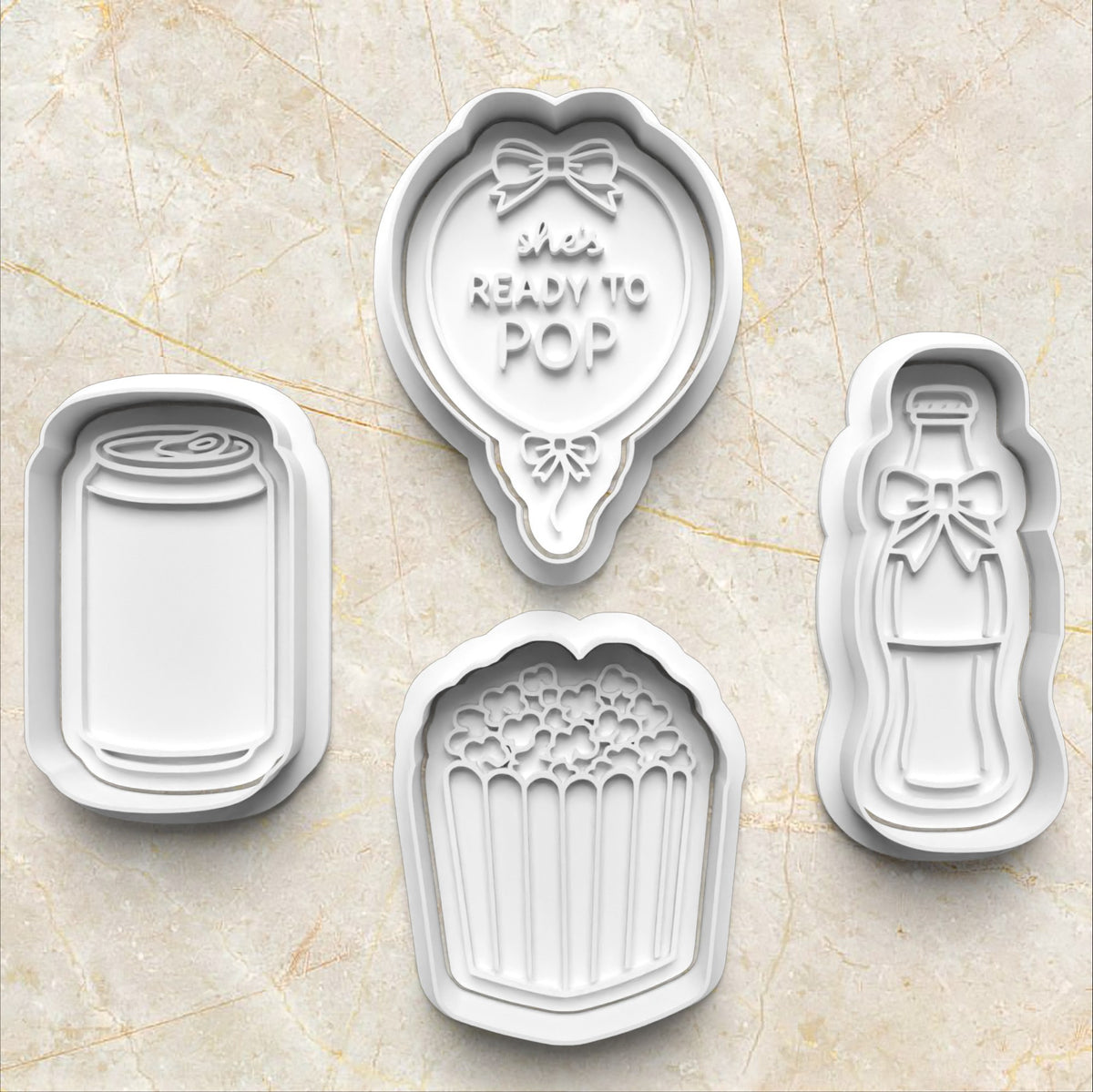 She's Ready To Pop Set Cookie Cutter and Stamp SET