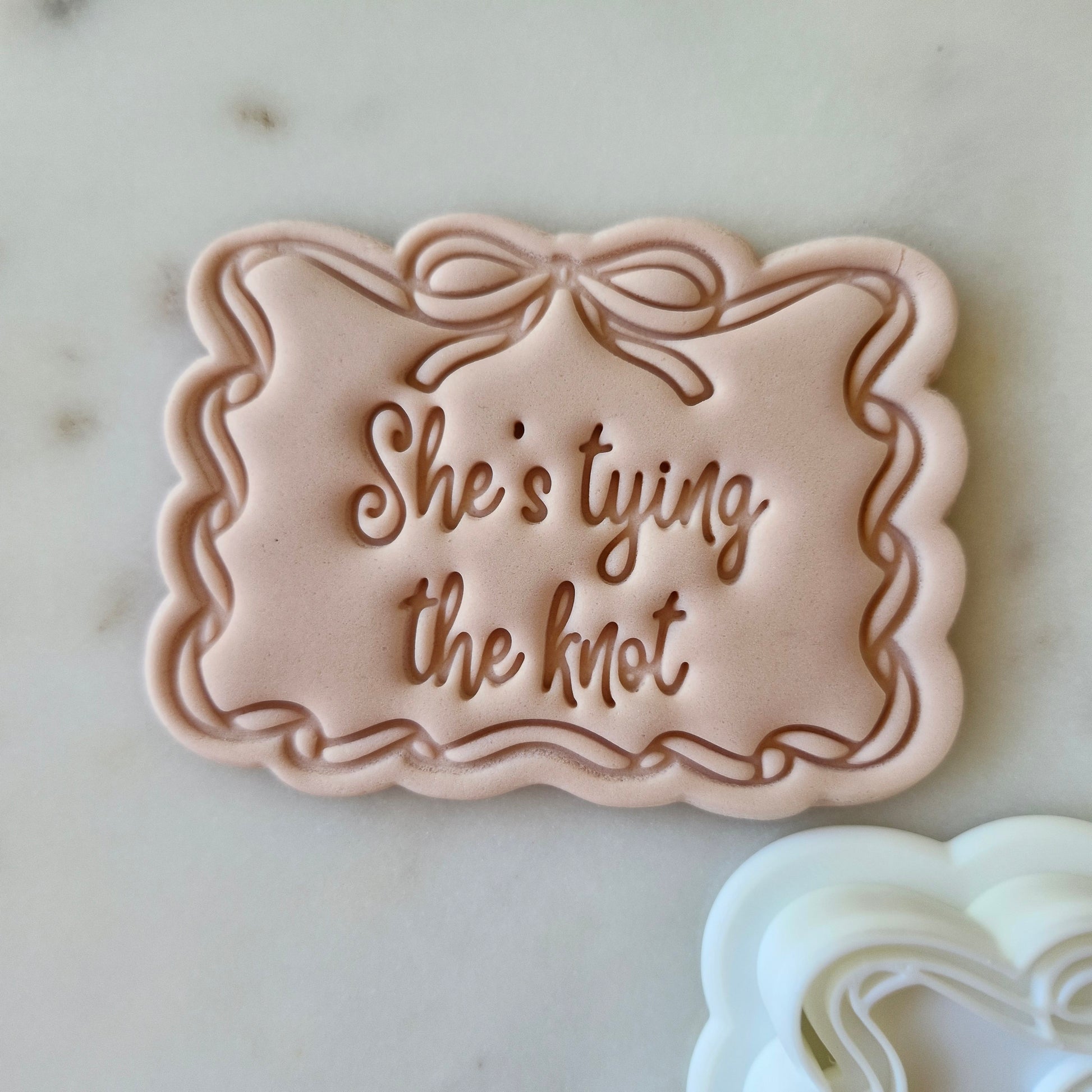 She's Tying the Knot Set Cookie Cutter and Stamp she's tying the knot stamp She's Tying the Knot Cookie Cutter and Stamp