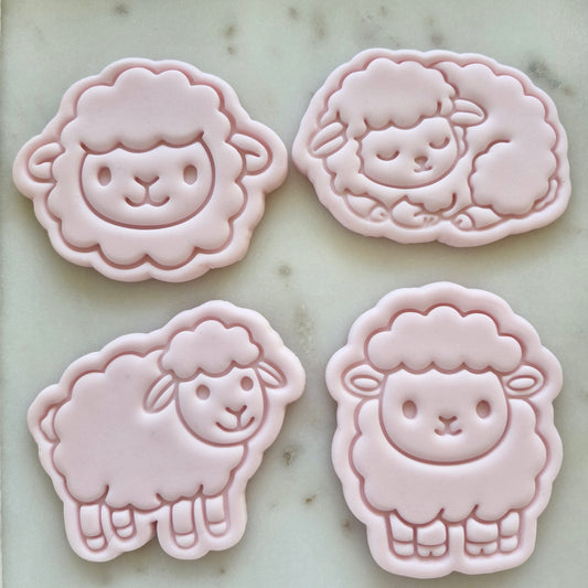 Sheep Set Cookie Cutter and Stamp set of 4
