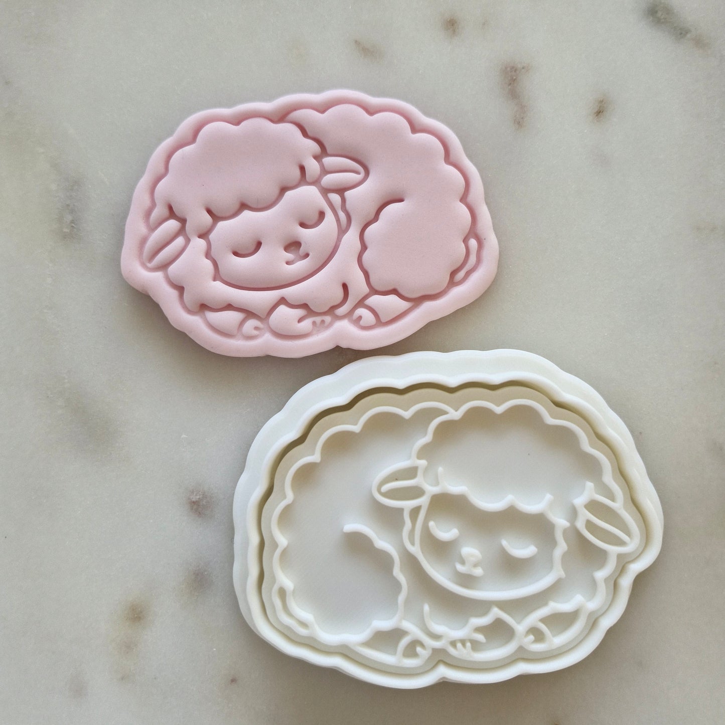 Sleeping Sheep Cookie Cutter and Stamp zoomed out