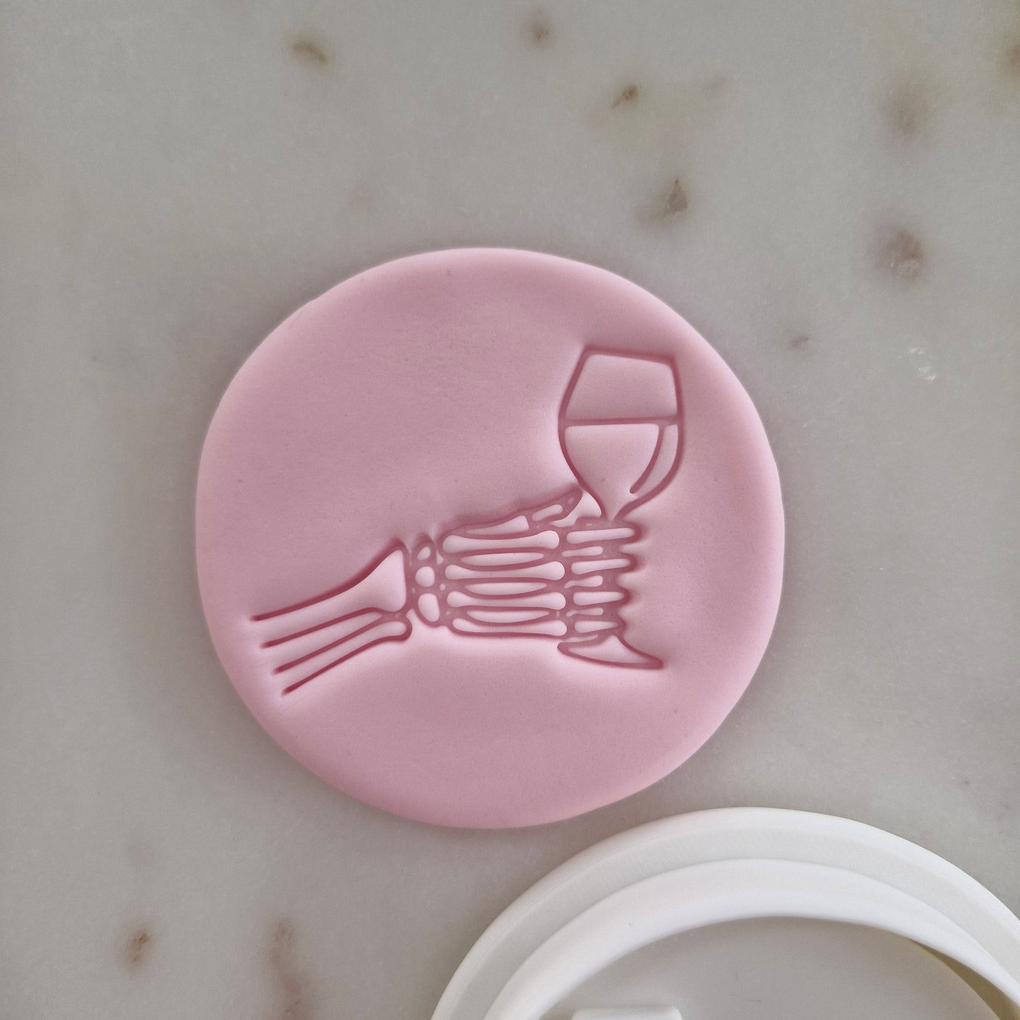 Skeleton Cheers Cookie Cutter and Stamp zoomed in