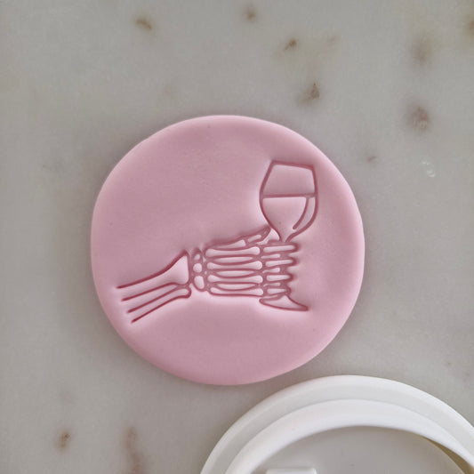 Skeleton Cheers Cookie Cutter and Stamp zoomed in