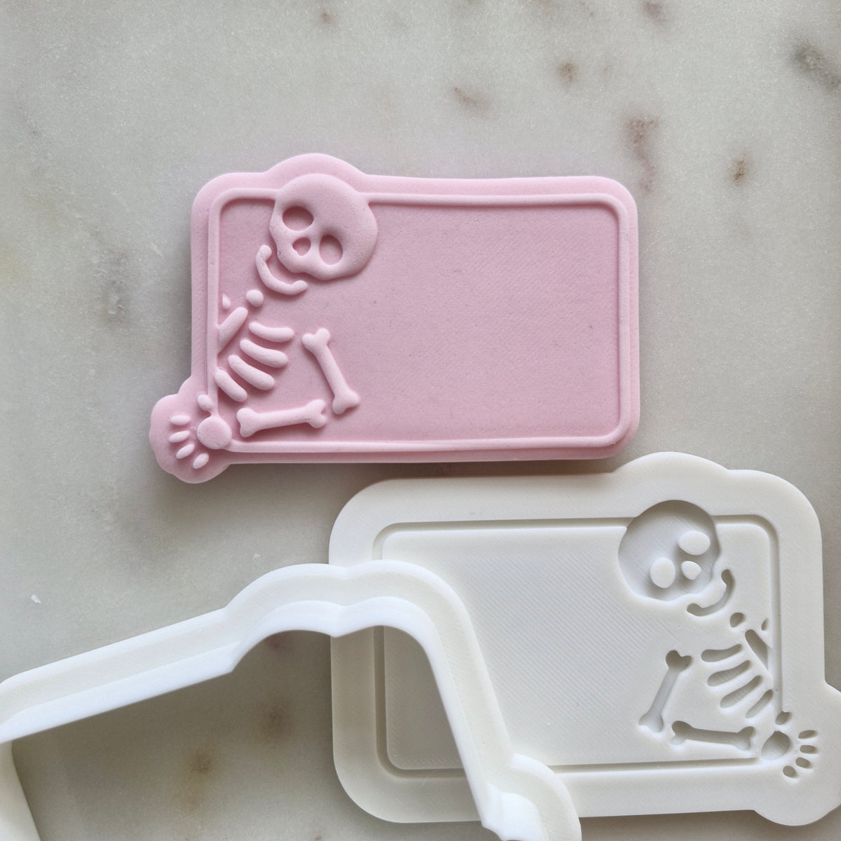 Skeleton Name Plaque Cookie Cutter and Deboss Stamp zoomed out