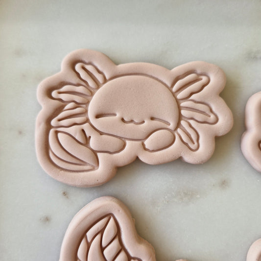 Axolotl Set Cookie Cutter and Stamp sleeping Sleeping Axolotl Cookie Cutter and Stamp