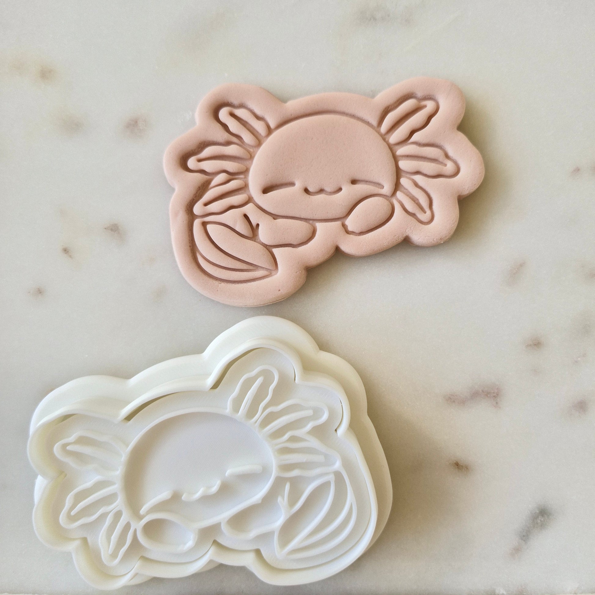 Sleeping Axolotl Cookie Cutter and Stamp zoomed out