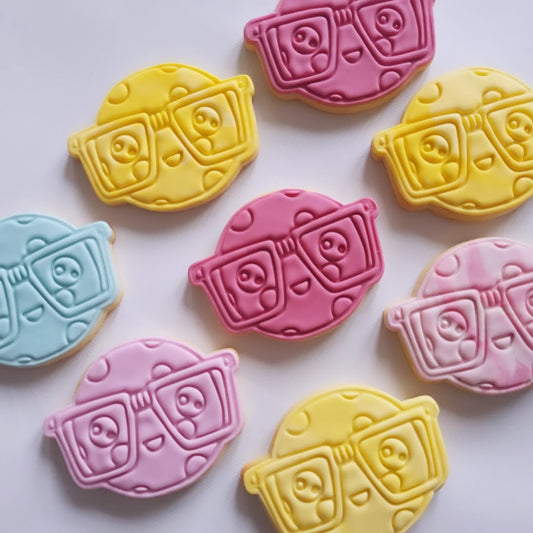 8 sugar cookies of the design of a smart cookie with glasses smiling Smart Cookie Cookie Cutter and Stamp