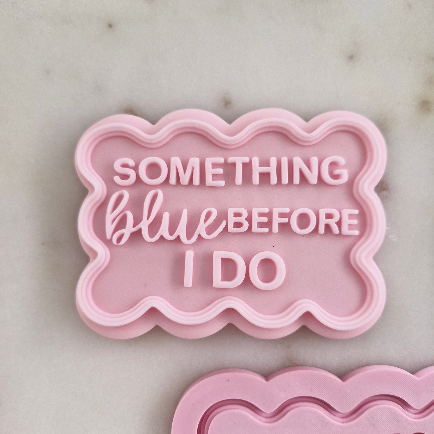 Something Blue Before I Do Cookie Cutter and Deboss Stamp zoomed in