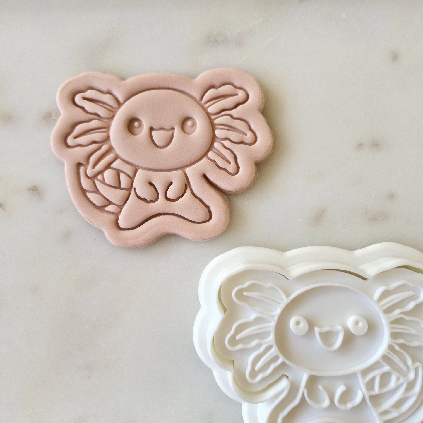 Standing Axolotl Cookie Cutter and Stamp zoomed out