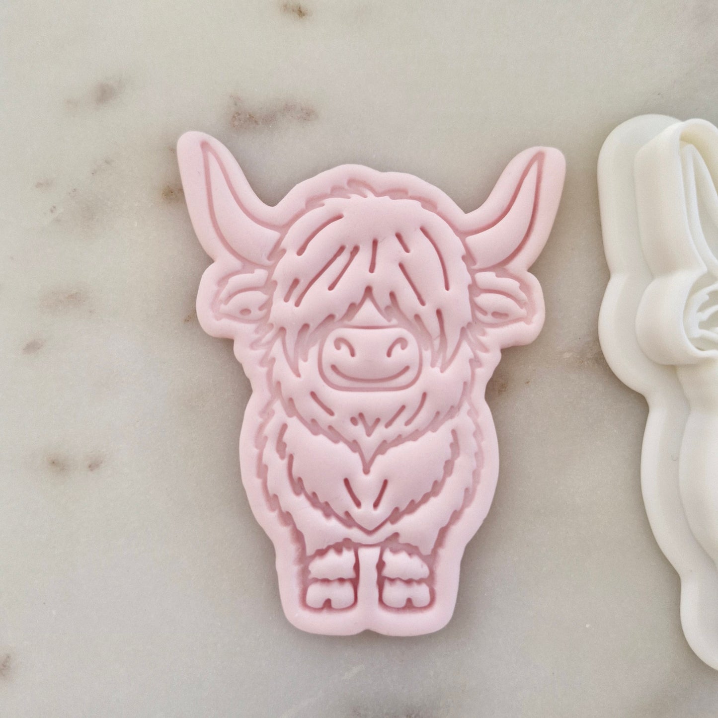Standing Highland Cow Cookie Cutter and Stamp zoomed in