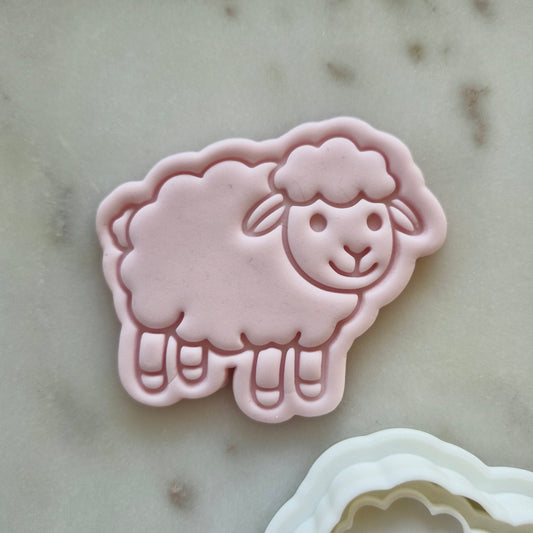 Standing Sheep Cookie Cutter and Stamp zoomed in