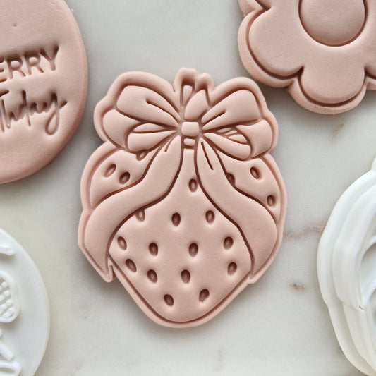 Strawberry with Bow Cookie Cutter and Stamp