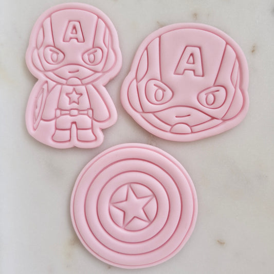 Superhero A Set of 3 Cookie Cutter and Stamp