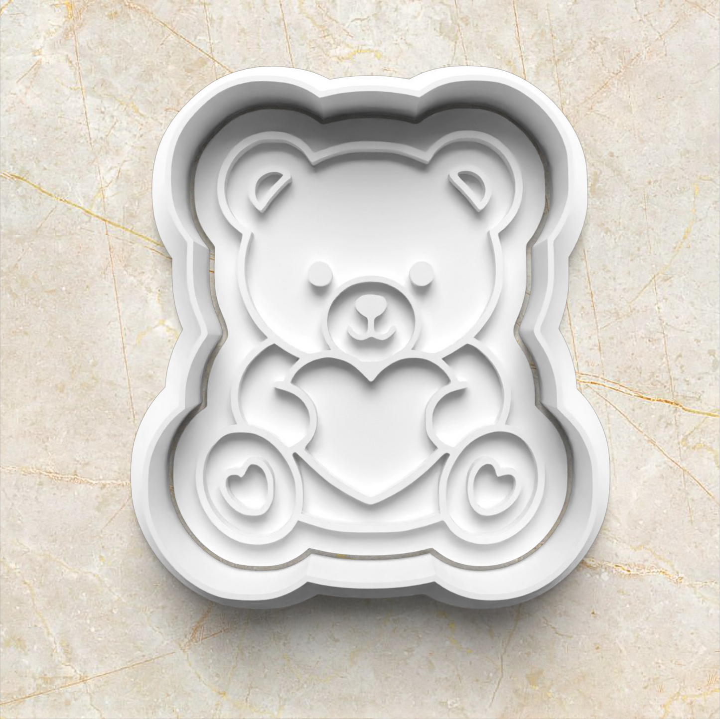 Teddy Bear Cookie Cutter and Stamp holding heart