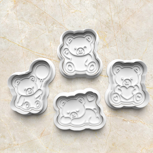 Teddy Bear Cookie Cutter and Stamp set