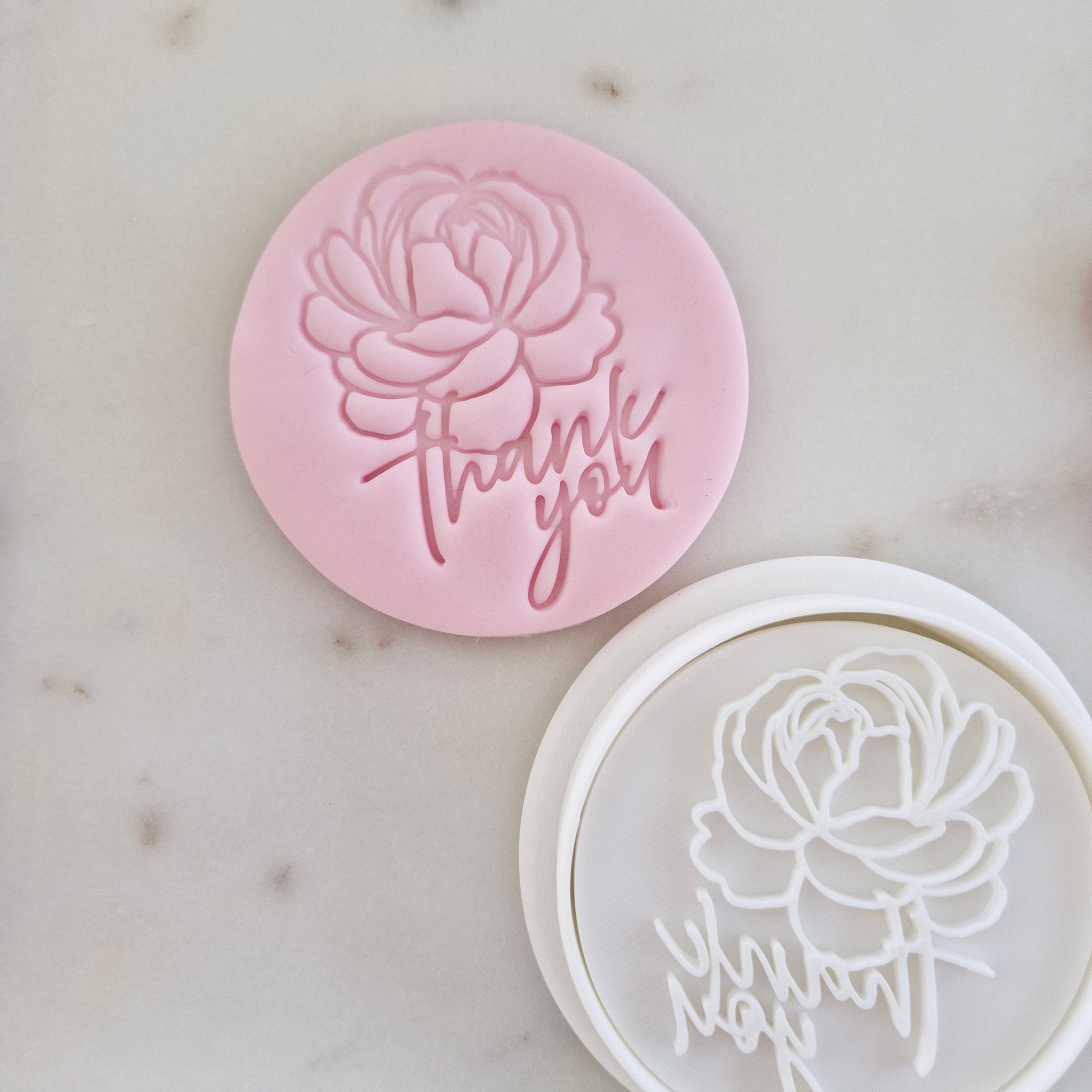 Thank you with Peony Cookie Cutter and Stamp Set zoomed out