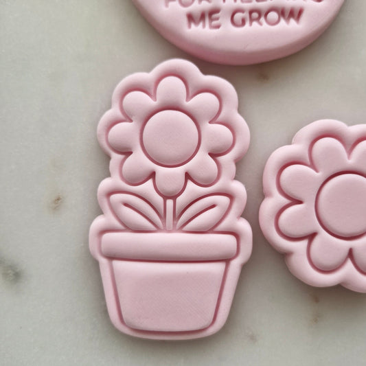 Thank You for Helping Me Grow Set VS1 Cookie Cutter and Stamp flower in pot