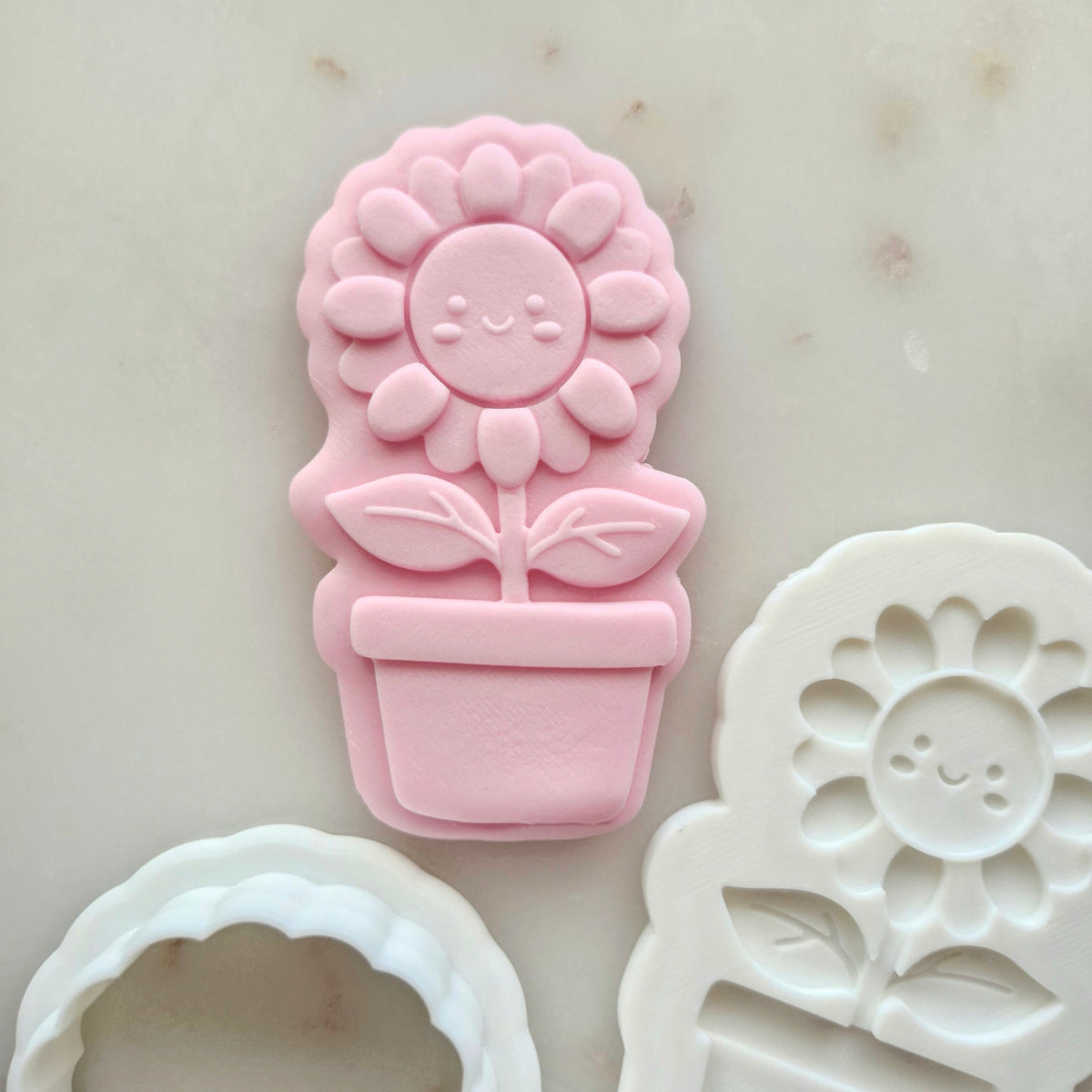 Thank You for Helping Me Grow Set Cookie Cutter and Deboss Stamp flower in pot 