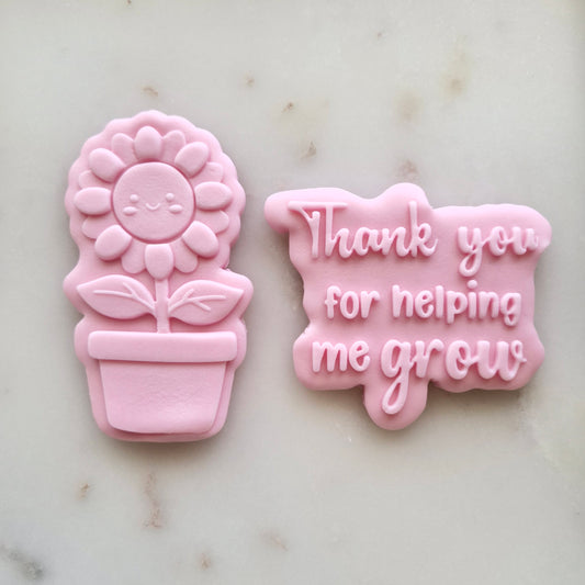 Thank You for Helping Me Grow Set Cookie Cutter and Deboss Stamp Set