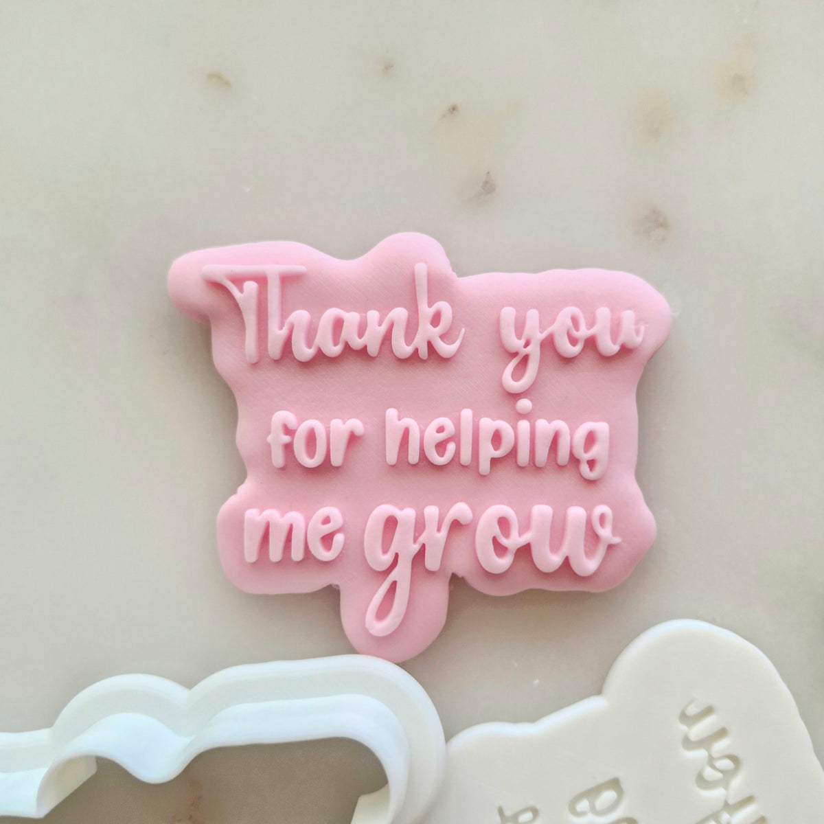 Thank You for Helping Me Grow Set Cookie Cutter and Deboss Stamp stamp zoomed in