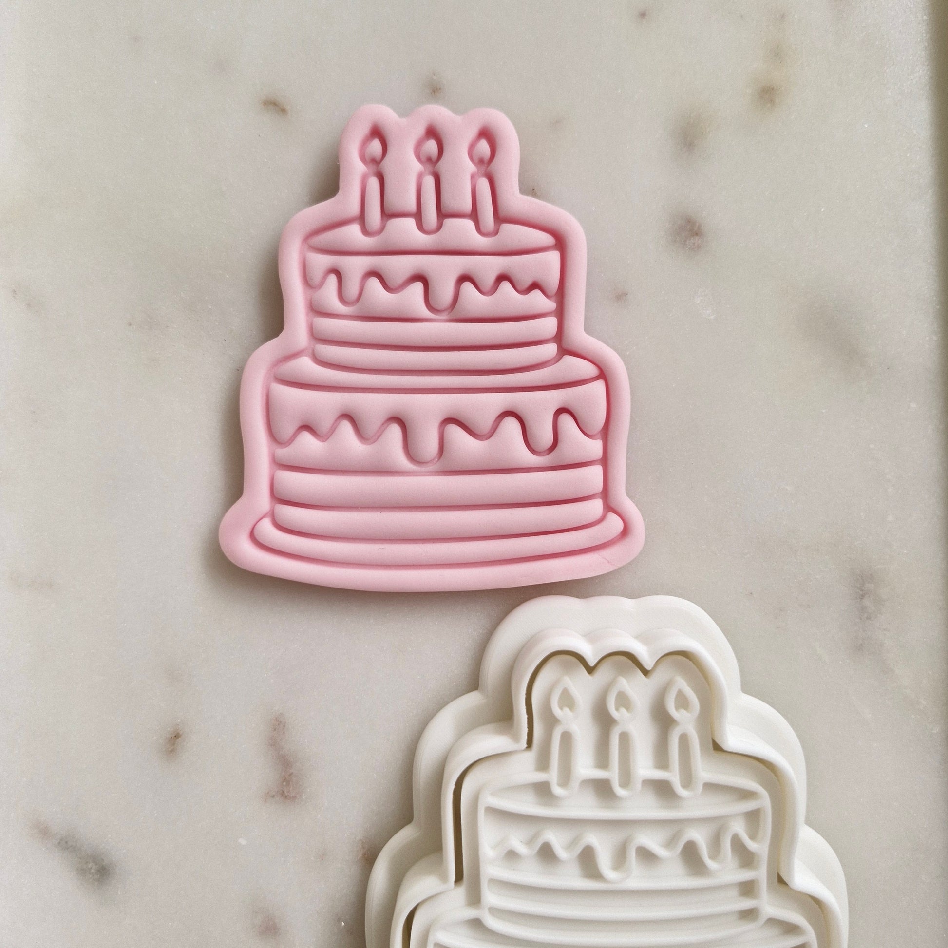 Tiered Birthday Cake Cookie Cutter and Stamp zoomed out