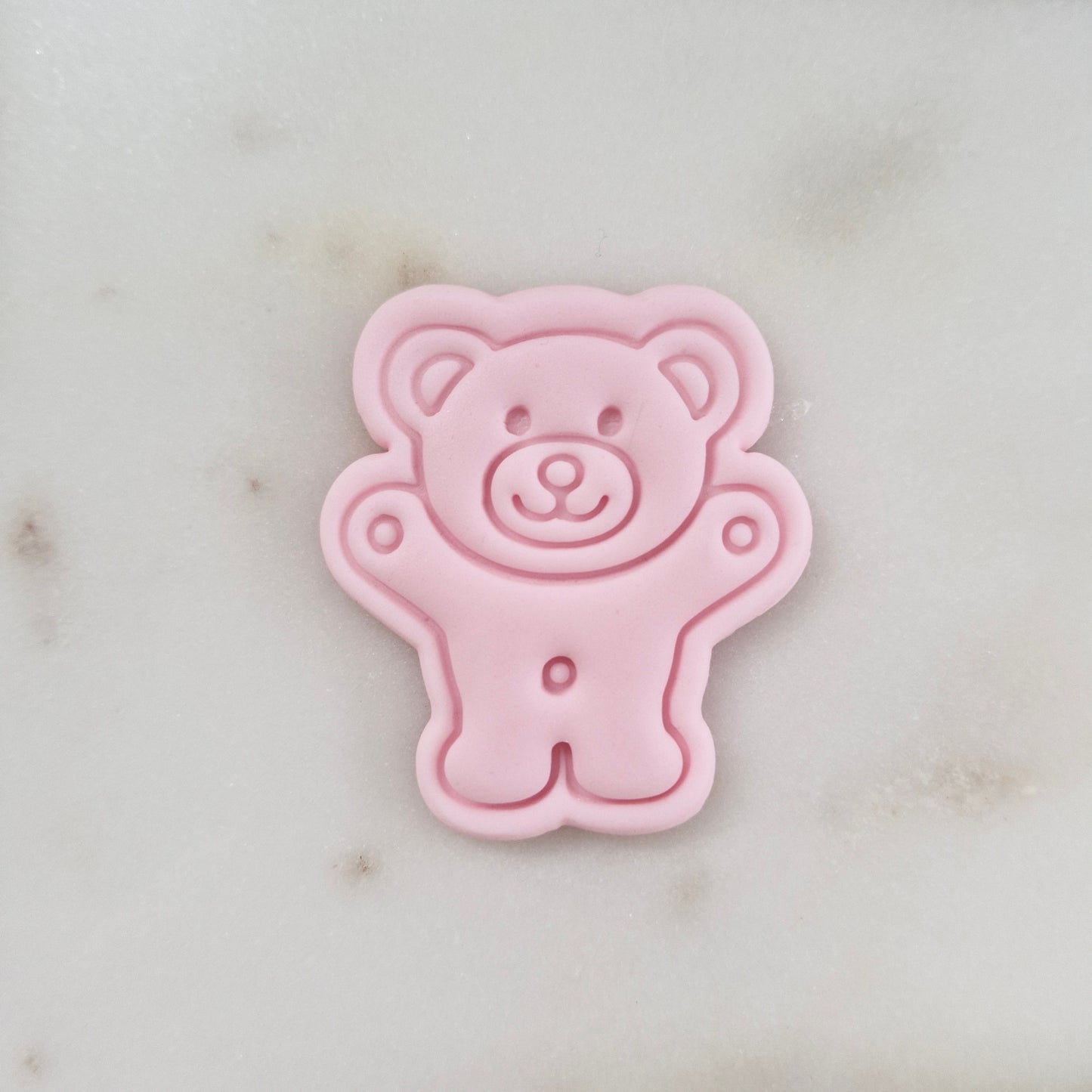 Tiny Teddy Bear Cookie Cutter and Stamp zoomed in 