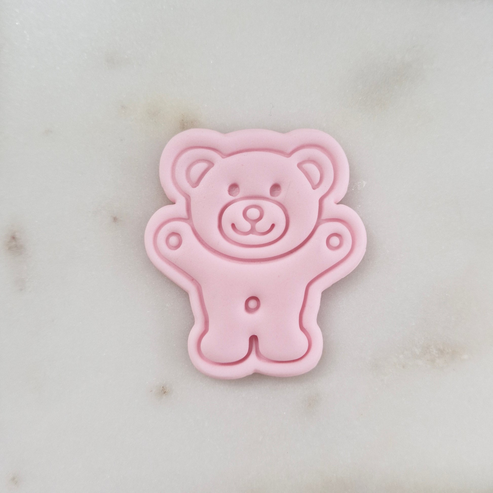 Tiny Teddy Bear Cookie Cutter and Stamp zoomed in 