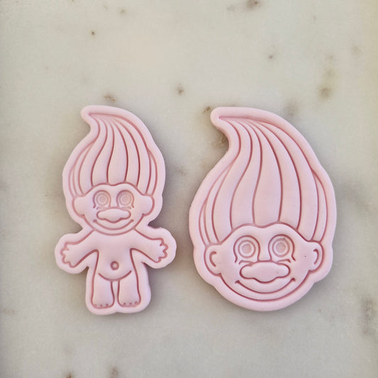 Troll Set Cookie Cutter and Stamp set of two dolls