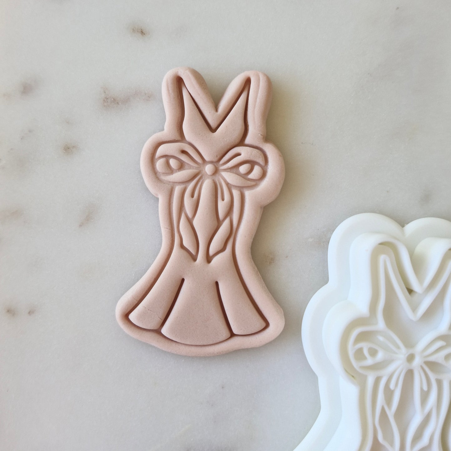 She's Tying the Knot Set Cookie Cutter and Stamp wedding dress with bow Coquette Wedding Dress Cookie Cutter and Stamp