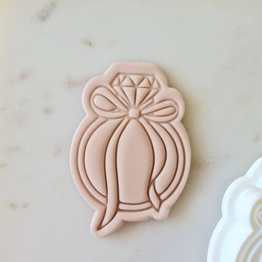 Coquette Engagement Ring Cookie Cutter and Stamp zoomed in