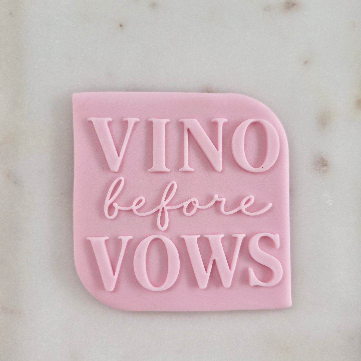 Vino Before Vows Cookie Cutter and Deboss Stamp zoomed in 