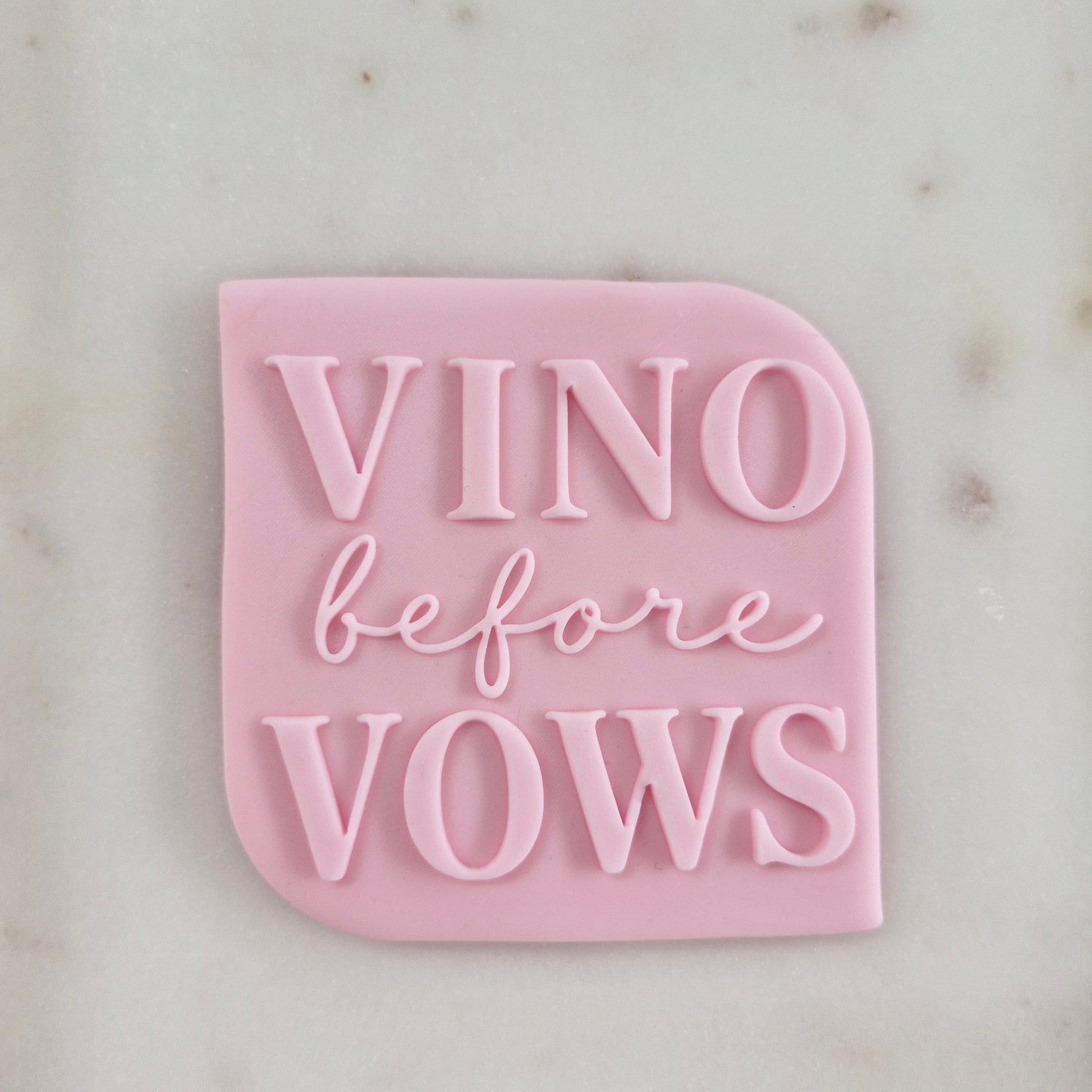 Vino Before Vows Cookie Cutter and Deboss Stamp zoomed in 