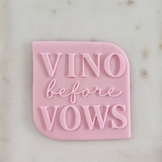 Vino Before Vows Cookie Cutter and Deboss Stamp zoomed in 