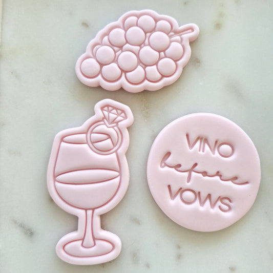 Vino Before Vows Set Cookie Cutter and Stamp set