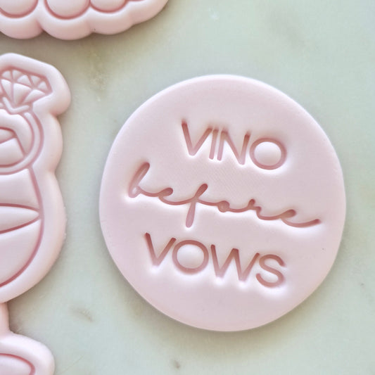 Vino Before Vows Set Cookie Cutter and Stamp circle stamp Vino Before Vows Cookie Cutter and Stamp zoomed in