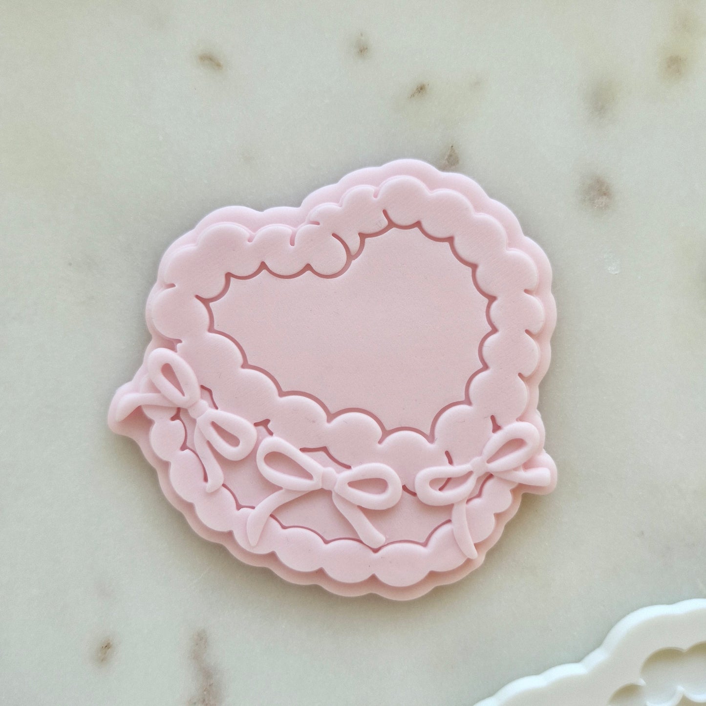 Vintage Heart Cake Cookie Cutter and Deboss Stamp zoomed in