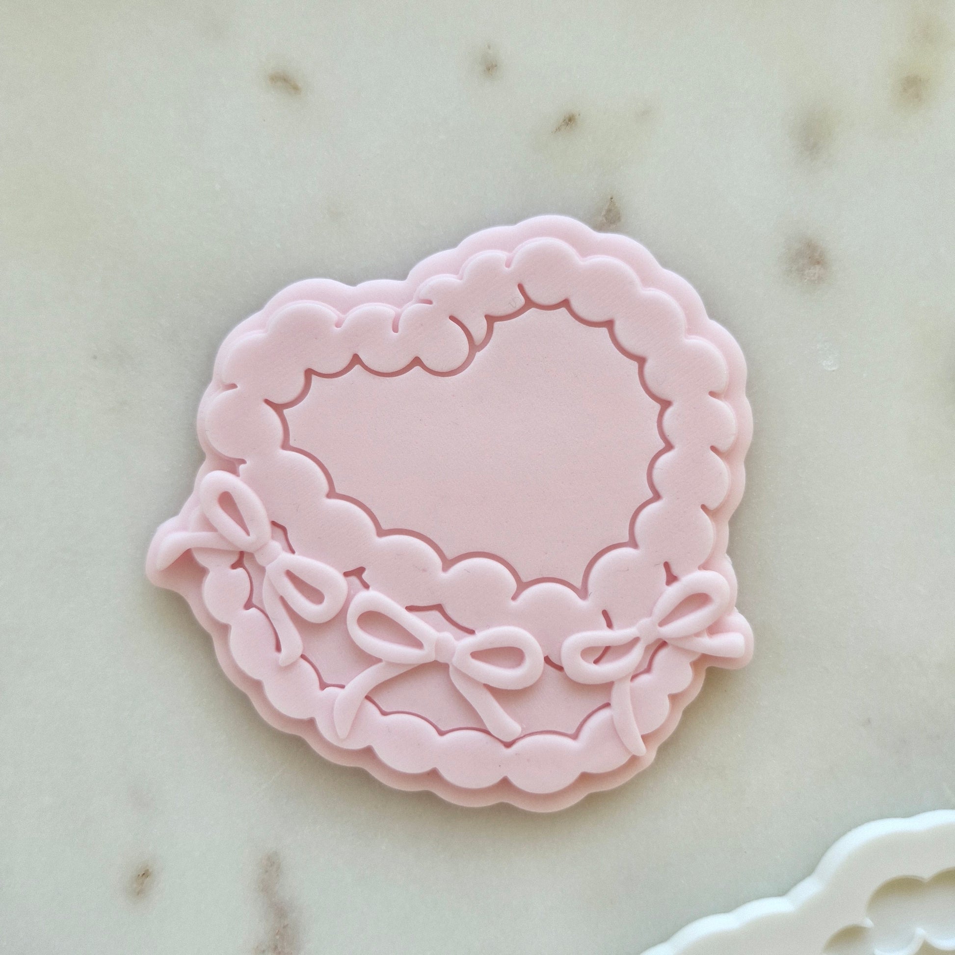 Vintage Heart Cake Cookie Cutter and Deboss Stamp zoomed in